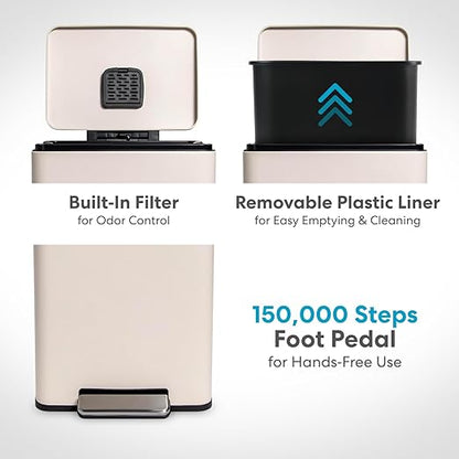 Simpli-Magic 50 Liter / 13.2 Gallon Soft-Close, Smudge Resistant Trash Can with Foot Pedal and Built in Filter- White Color - Image 5