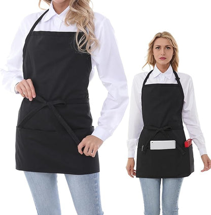 Aprons for Women with 3 Pockets, Server Apron, Aprons for Cooking, Chef Apron, Comfortable Material Adjustable