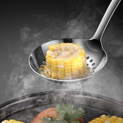 Soup Spoon Stainless Steel Heavy Duty Big Soup Ladle Colander Serving Spoon with Attractive Mirror Finish, Perfect for Hotpot Stirring, Serving Soup, Deep Wide Enough 2PCS (Soup Spoons - 12") - Image 8