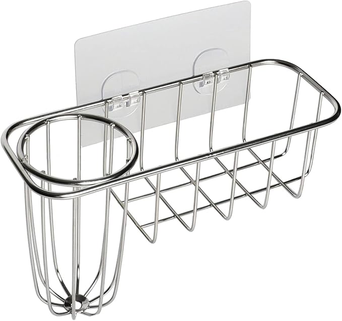 HULISEN 3-in-1 Sponge Holder for Kitchen Sink with Dish Brush Holder, Stainless Steel Caddy for Soap, Scrubber, No Drill and Rustproof, Silver - Image 8