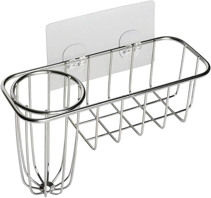 HULISEN 3-in-1 Sponge Holder for Kitchen Sink with Dish Brush Holder, Stainless Steel Caddy for Soap, Scrubber, No Drill and Rustproof, Silver - Image 8