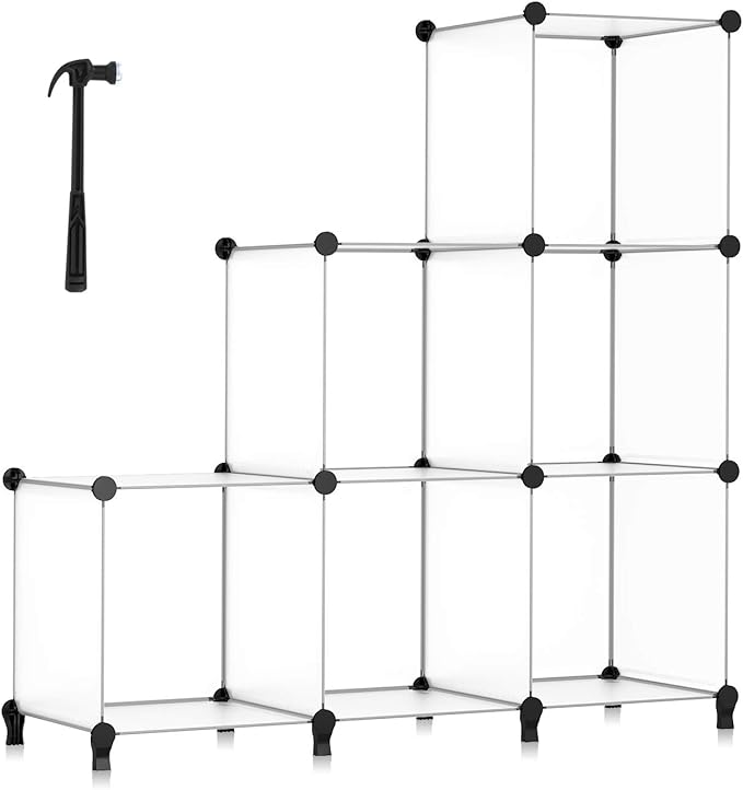HOMIDEC 6-Cube Storage Organizer, Closet Organizer Storage Shelf Bookcase Bookshelf with Metal Hammer, Storage Cubes Organizer Cabinet for Kids, Closet, Bedroom, Bathroom, (11.8x11.8x11.8 inch) - Image 9
