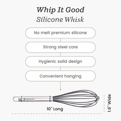 Starpack 'Whip it Good' Silicone Whisk for Nonstick Cookware - Non Scratch, 9.8" Whisk Heat Resistant 600°F - Kitchen Whisks for Cooking, Baking & Stirring - Silicone Coated Durable Rubber Egg Whisks - Image 4
