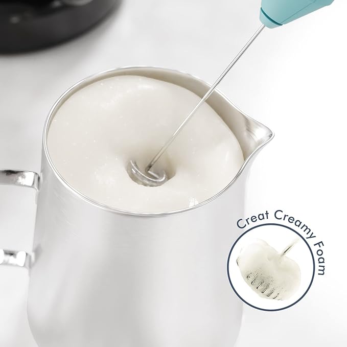 Powerful Milk Frother Handheld Foam Maker, Mini Whisk Drink Mixer for Coffee, Cappuccino, Latte, Matcha, Hot Chocolate, NO Stand, Aqua - Image 2