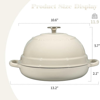 EDGING CASTING Enameled Cast Iron Dutch Oven Pot with Lid, Round Bread Oven for Homemade Sourdough Bread Baking, 6 Quart, White - Image 3