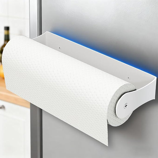 PAROTO Magnetic Paper Towel Holder for Fridge, White Paper Towel Holder for Kitchen, Strong Magnet for Refrigerator, RV, Garage, BBQ, No Drilling, Kitchen & Bathroom Organizers and Storage by Awarmhome