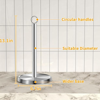 Paper Towel Holder Countertop, Stainless Steel, Weighted Base, Paper Towel Stand Holder for Kitchen Bathroom Farmhouse Essentials Decor Accessories, Silver - Image 7