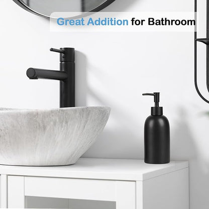 Natheeph 14OZ Ceramic Soap Dispenser Ceramic Soap Pump Dispenser Can Fill Liquid for Bathroom/Kitchen (Black) - Image 5