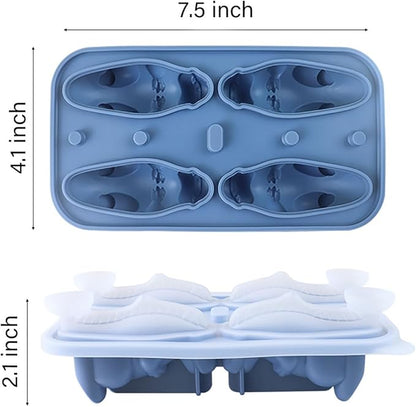 Dinosaur Ice Cube Tray, 3D Dino Ice Cube Mold, Silicone Ice Tray Large Fun Shapes, Make 4 Cute Monster Ice Balls for Whiskey Cocktails, Dinosaur Gifts for Kids Men Women, Blue