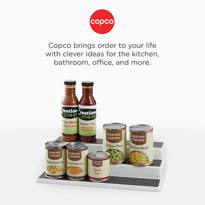 Copco Non-Skid 3-Tier Spice Rack Organizer for Cabinet - 10 Inch Kitchen Pantry Organizer with Raised Rims, White and Gray Step Shelf for Spices, Cans, Jars - Easy Clean Storage Solution - Image 7