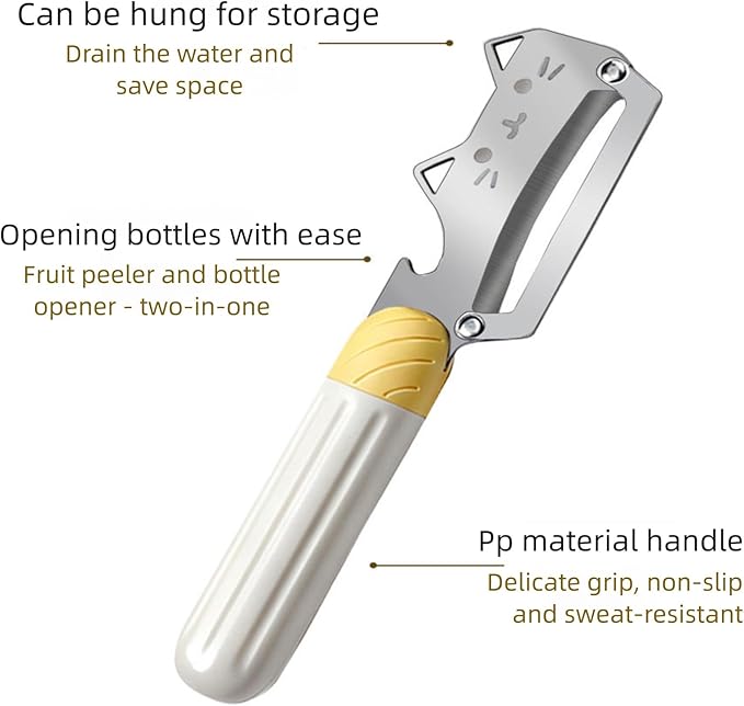 Multifunctional Vegetable Peeler with Stainless Steel Blade and Bottle Opener - Ideal for Veggie Potato Carrot and Apple Peeling - Image 3