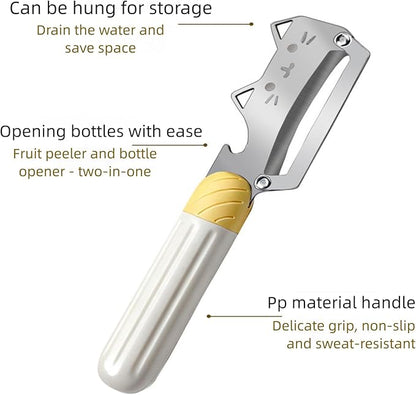 Multifunctional Vegetable Peeler with Stainless Steel Blade and Bottle Opener - Ideal for Veggie Potato Carrot and Apple Peeling - Image 3