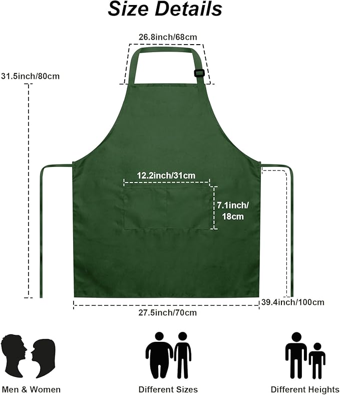 15 Pcs Adult Aprons Bulk with Pockets Adjustable Bib Chef Apron for Women Men Painting Cooking Crafting (S/L) - Image 5