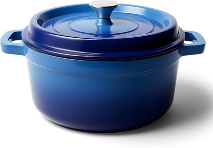 7 Quart Dutch Oven Pot with Lid, Non Stick Enameled Cast Iron Dutch Oven for Bread Baking, Heavy-Duty, Oven Safe Ceramic Cookware Up to 500°F for Baking, Braising, Stews, Roasting, Blue by Fijinhom