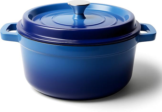 7 Quart Dutch Oven Pot with Lid, Non Stick Enameled Cast Iron Dutch Oven for Bread Baking, Heavy-Duty, Oven Safe Ceramic Cookware Up to 500°F for Baking, Braising, Stews, Roasting, Blue by Fijinhom