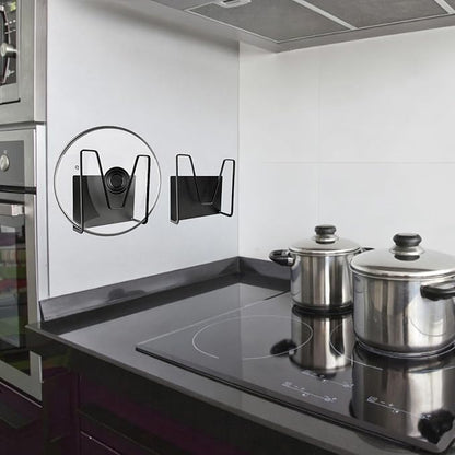 2 Pack Magnetic Pot Lid Holder,Organizer Hanging Saucepan Lid Metal Pot Lid Rack No Drilling, Rustproof, Lid Organizers Inside Cabinet for Small Space Solution & Kitchen Cabinet Organization