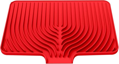 Dish Drying Mat for Kitchen Counter, with Built-in Drain Lip, Food-Grade Silicone, Easy Clean Pad for Countertop Protection, Multi-Functional Use (18x11.8, Red) - Image 9