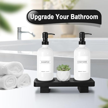 KASUNTING Hand Soap Dispenser for Kitchen, White Soap Dispensers with Stainless Steel Pump, Bathroom Soap Dispenser Set with Wood Riser Tray, Kitchen Dish Soap Dispensers Bathroom Decor(White) - Image 6