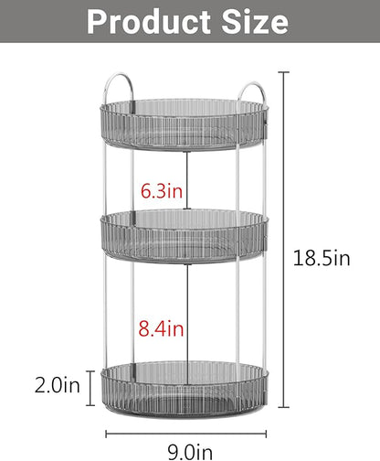 Asayuee 360 Rotating Makeup Organizer,3 Tier Large Capacity Make Up Organizers and Storage,Makeup Organizer for Bathroom,Cosmetic Perfume Stand Organizer(Grey-3 Tier) - Image 2