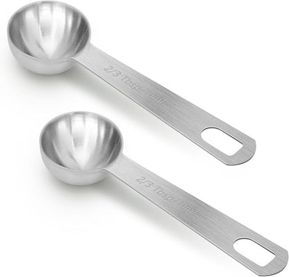 2 PCS 2 Teaspoon(10 mL | 10 cc | 2 Tsp | 2/3 Tablespoon) Stainless Steel Single Measuring Spoon, Easy to Use and Easy to Wash Metal Measuring Spoons Kitchen Gadgets for Cooking & Baking