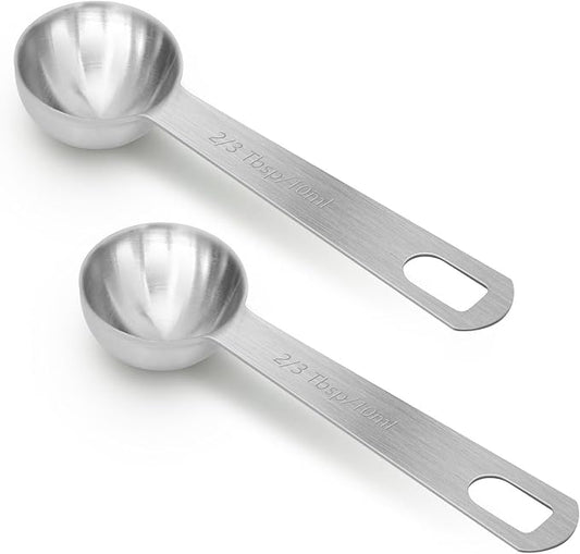 2 PCS 2 Teaspoon(10 mL | 10 cc | 2 Tsp | 2/3 Tablespoon) Stainless Steel Single Measuring Spoon, Easy to Use and Easy to Wash Metal Measuring Spoons Kitchen Gadgets for Cooking & Baking