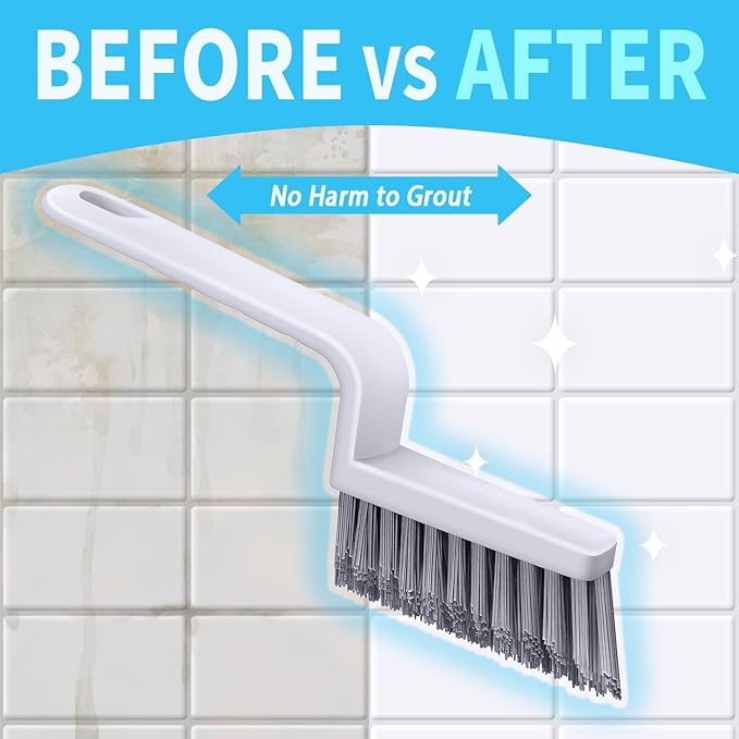 Lumkew Grout Cleaner Brush V Shape, Stiff Grout Cleaning Brushes for Tile Floor, Handheld Grout Scrub Brush Set for Shower, Bathroom, Kitchen, Household Use,2 pcs - Image 6