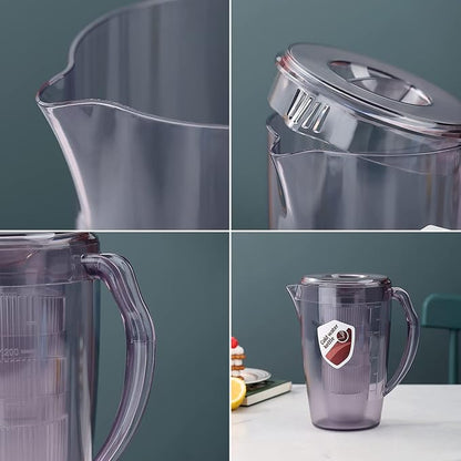 HOMQUEN Plastic Pitcher with 3 Cup, 60 Oz/1.8L Water Pitcher with Lid, Iced Tea Pitcher, Water Carafe, Jar Pitcher, Water Jug with Handle for Tea, Juices, Milk, Cold or Hot Beverages (Gray) - Image 7