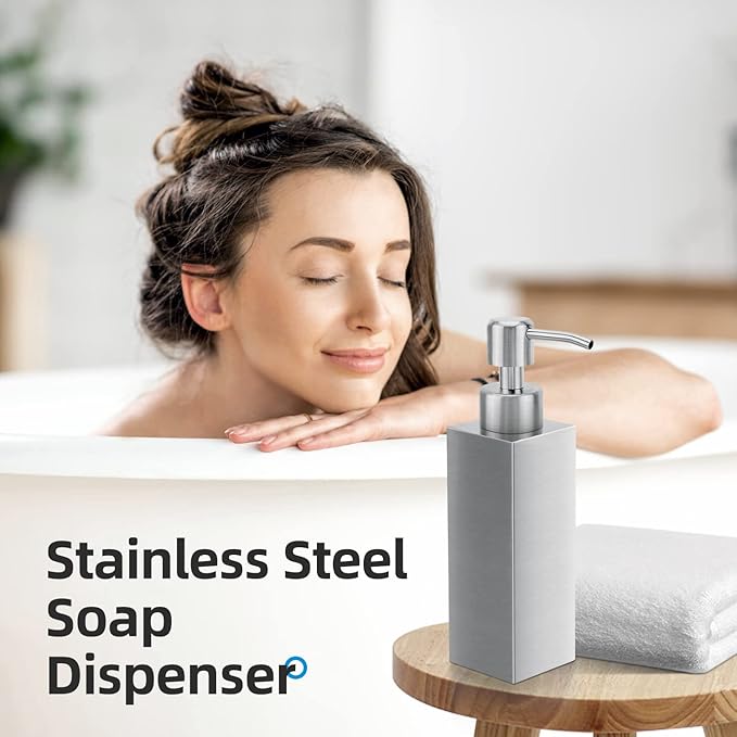 Soap Dispenser with Rust Proof Stainless Steel Pump Refillable for Bathroom and Kitchen Soap Dispenser for Essential Oils, Liquid, Lotions (8.5OZ / 250ML) - Image 7