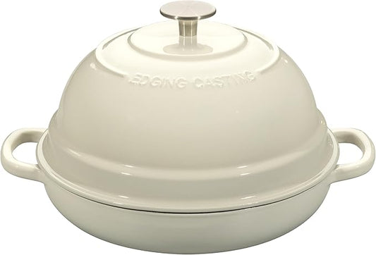 EDGING CASTING Enameled Cast Iron Dutch Oven Pot with Lid, Round Bread Oven for Homemade Sourdough Bread Baking, 6 Quart, White by EDGINGCOOKWARE