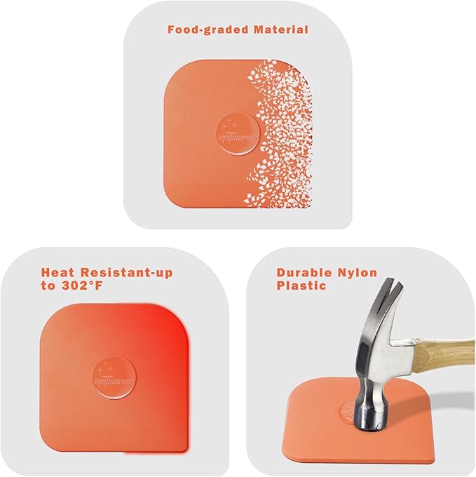 Pan Scraper, 5 Pcs Pot Scraper Plastic, Pot Scraper Non Scratch for Cast Iron, Pot and Pan Cleaning, Sturdy Scraper Kitchen Tool-Orange - Image 5