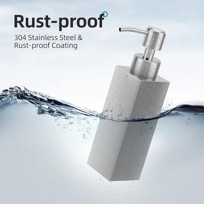 Soap Dispenser with Rust Proof Stainless Steel Pump Refillable for Bathroom and Kitchen Soap Dispenser for Essential Oils, Liquid, Lotions (8.5OZ / 250ML) - Image 6