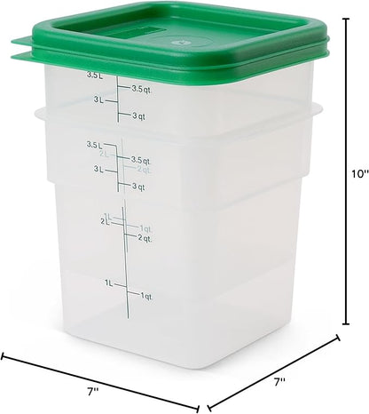Cambro Food Storage Container with Lid (Microwave Safe and BPA-Free) - 2 Pack - Classic Series Square with Green Lid - 4 QT (Quart) - Commercial Grade for Food Prep (Translucent) - Image 8