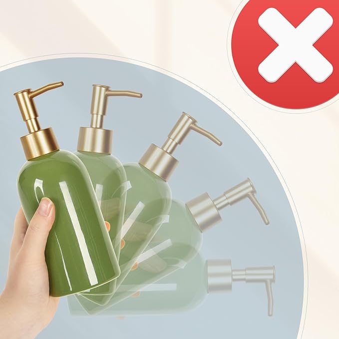 Natheeph 14OZ Ceramic Soap Dispenser Ceramic Soap Pump Dispenser Can Fill Liquid for Bathroom/Kitchen (Green) - Image 6