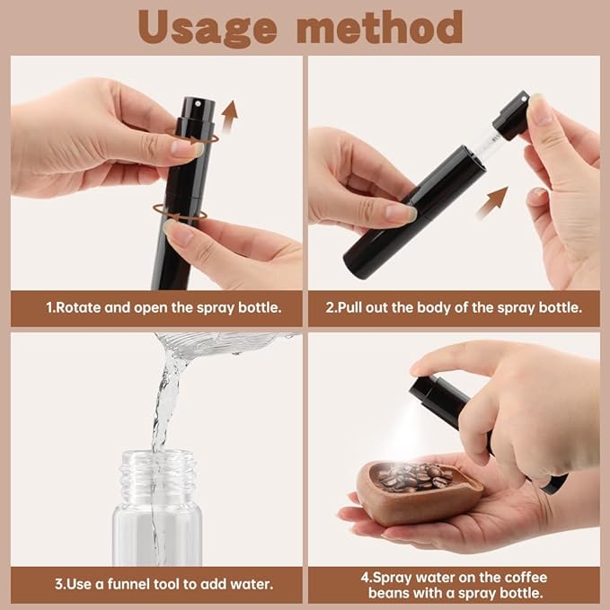 Coffee Bean Dosing Cup,Wood/Ceramic Coffee Dosing Tray Coffees Bean Weighing Tray Weigh Coffees Beans Container,with Spray Bottle Measuring Spoon For Coffe e Or Tea - Image 6