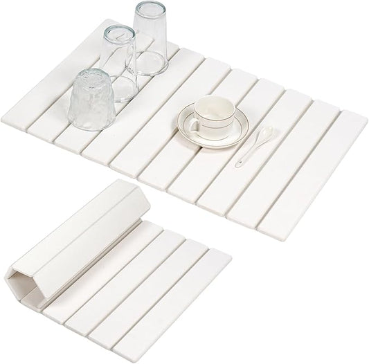 Oxydrily Stone Drying Mat for Kitchen Counter, Large Stone Dish Drying Mat Foldable, Absorbent Diatomaceous Earth Bath Mat Quick Dry for Kitchen Dishes Bottles Cups Bathroom Any Countertop 23" x 15.3"