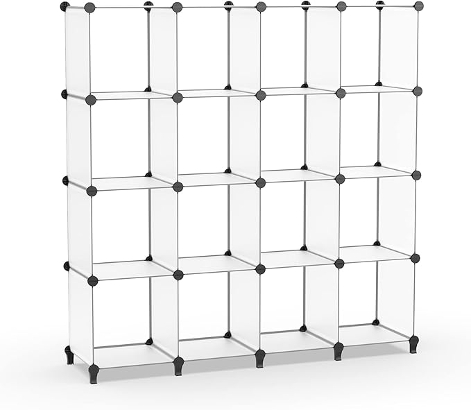HOMIDEC Closet Organizers and Storage, 16 Cube Storage Organizer, Closet Organizer Bookshelf Cubes Shelves for Clothes, Bedroom, Kids Room, Bathroom, Wardrobe, Garment Racks, Transparent - Image 7