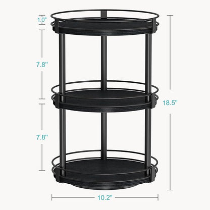 Snughome Lazy Susan Organizer, 3 Tier Rotating Spice Rack for Countertop, Turntable Lazy Susan Kitchen Countertop Organizer, 10.2" x 10.2" x 18.5", Black - Image 3