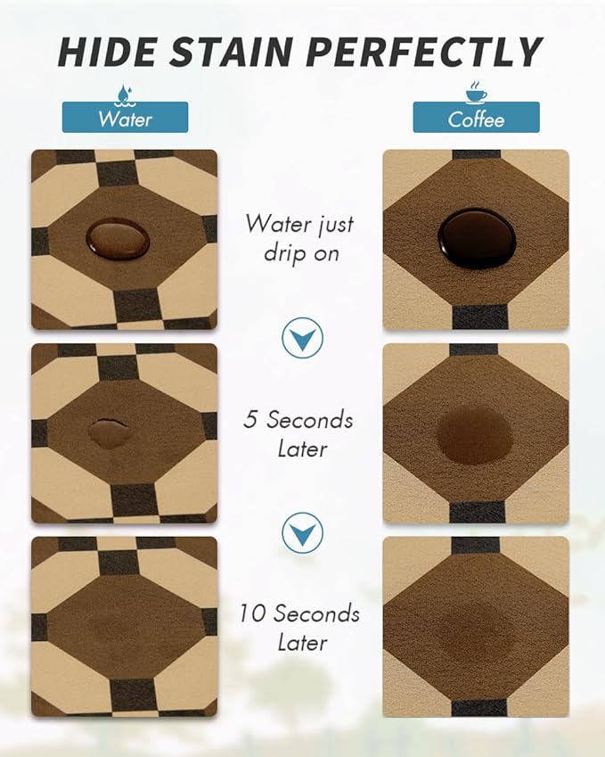 AMOAMI Coffee Mat Hide Stain Rubber Backed Absorbent Dish Drying Mat for Kitchen Counter - Fits Under Coffee Maker or Machine - 16X24 - Image 2