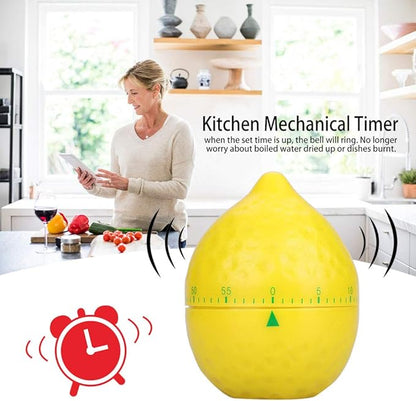 Lemon Mechanical Kitchen Timer, Cute Lemon Timer for Kids, Wind Up 60 Minutes Manual Countdown for Classroom, Home, Study and Cooking, 6.2x6.2x8cm