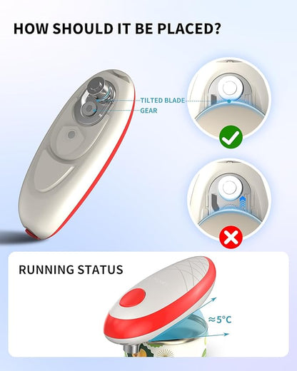 CIRCLE JOY Electric Can Opener, One-Touch Automatic Can Opening with Smooth Edges, Food Safety Handheld Battery-Operated Can Opener for Kitchen and Seniors, Red - Image 5