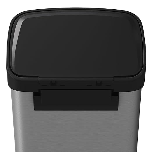 Garvee 13 gal / 50 L Stainless Steel Trash Can with Lid, Large Garbage Can for Kitchen, Rustproof Step-on Kitchen Metal Trash Bin with Liner Rim, Rear Handle, Soft Close Plastic Lid, Silver - Image 8