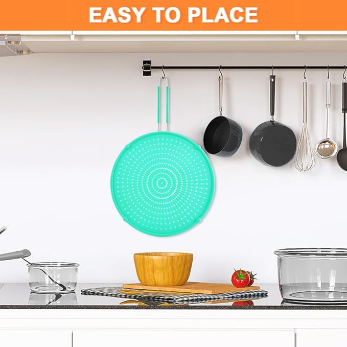 Splatter Screen for Frying Pan, Grease Splatter Guard, Heat-Resistant Splatter Guards for Frying, Silicone Splatter Guard for Everyday Cooking, Dishwasher Safe, Green （16in×12in×0.5in) - Image 3