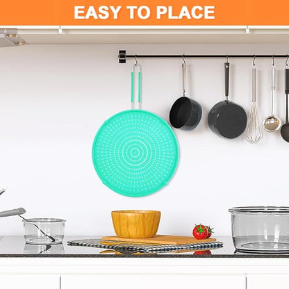 Splatter Screen for Frying Pan, Grease Splatter Guard, Heat-Resistant Splatter Guards for Frying, Silicone Splatter Guard for Everyday Cooking, Dishwasher Safe, Green （16in×12in×0.5in) - Image 3
