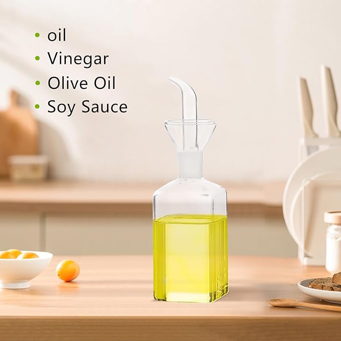 LandHope Oil Bottle Glass Olive Oil Dispenser Bottle Glass Cooking Oil Vinegar Measuring Dispenser With Spout for Kitchen and BBQ (250ml/8.54oz) - Image 5