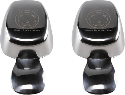 Honey Bear Kitchen 1/4 Cup 60 ml Leave-in Canister Scoops, Polished Stainless Steel (Set of 2) by HONEYBEARKITCHEN