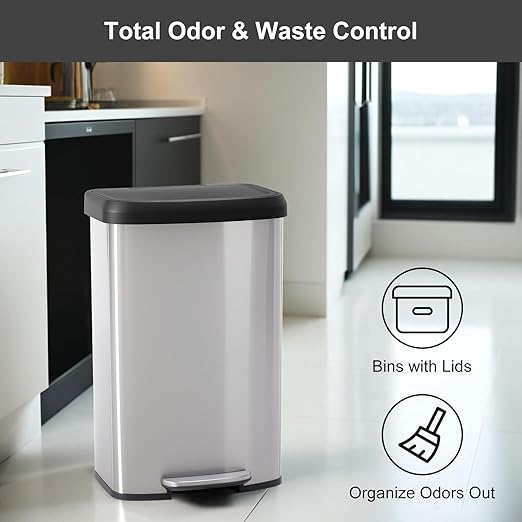 21 Gallon Kitchen Trash Can (80 L), Stainless Steel Garbage Can with Soft-Close Lid & Foot Pedal, Large Step-on Waste Bins Trash for Home Office - Image 8