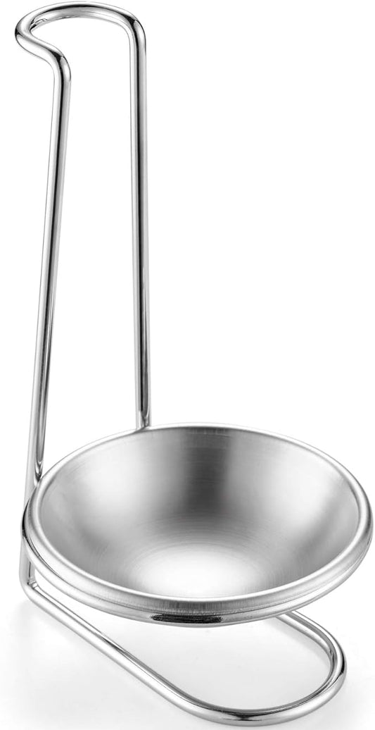 304 Stainless Steel Single Ladle Holder Vertical Spoon Rest Cooking Utensils Stand with 4.3 inch bowl