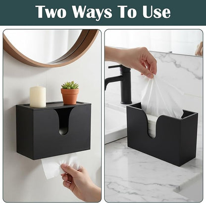 Paper Towel Dispenser Countertop, Wooden Bathroom Paper Towel Holder with Lid for Home Kitchen, Wall Mount Wood Napkin Holder, Trifold Paper Hand Towels Dispenser for Toilet Office Restroom