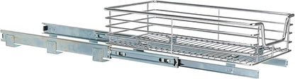 Household Essentials Glidez Chrome-Plated Steel 1-Tier Sliding Under Sink Cabinet Organizer, Chrome , 14.5"