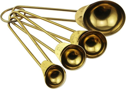 4PCS Gold Stainless Steel Measuring Spoon Set Durable with 4 Level Precision Graduations Essential Spoons for Baking Cooking Kitchen Measuring Tools for Soy Sauce Honey Oil